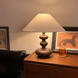 Modern Creative Gourd Table Lamp Ash Wood Nightstand Light for Bedroom and Living Room