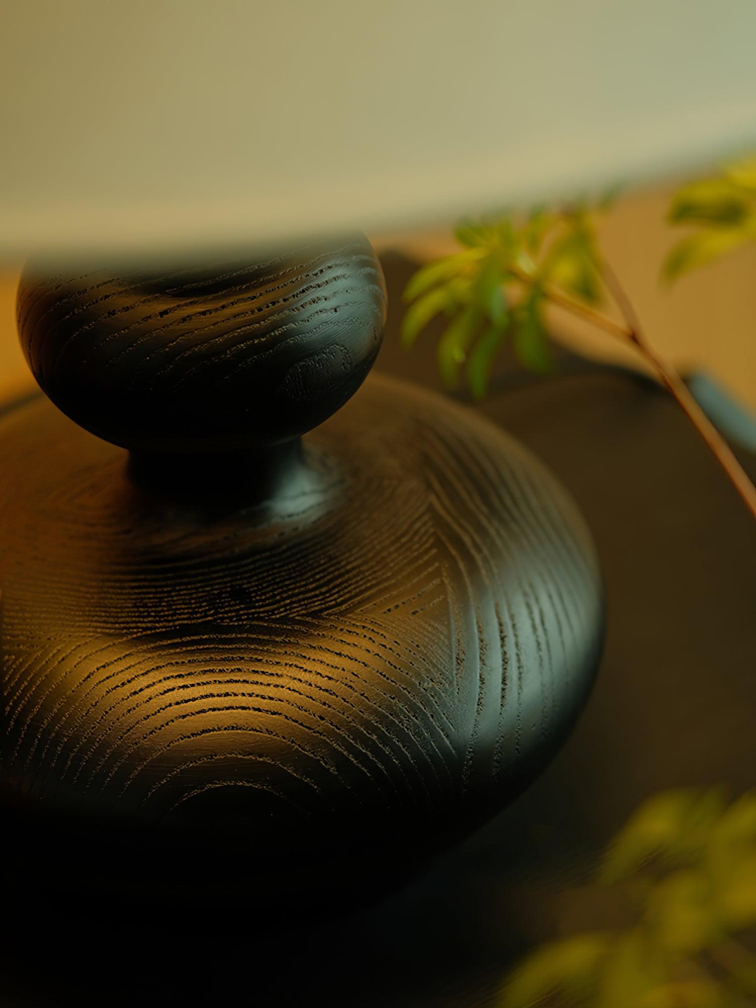 Modern Creative Gourd Table Lamp Ash Wood Nightstand Light for Bedroom and Living Room