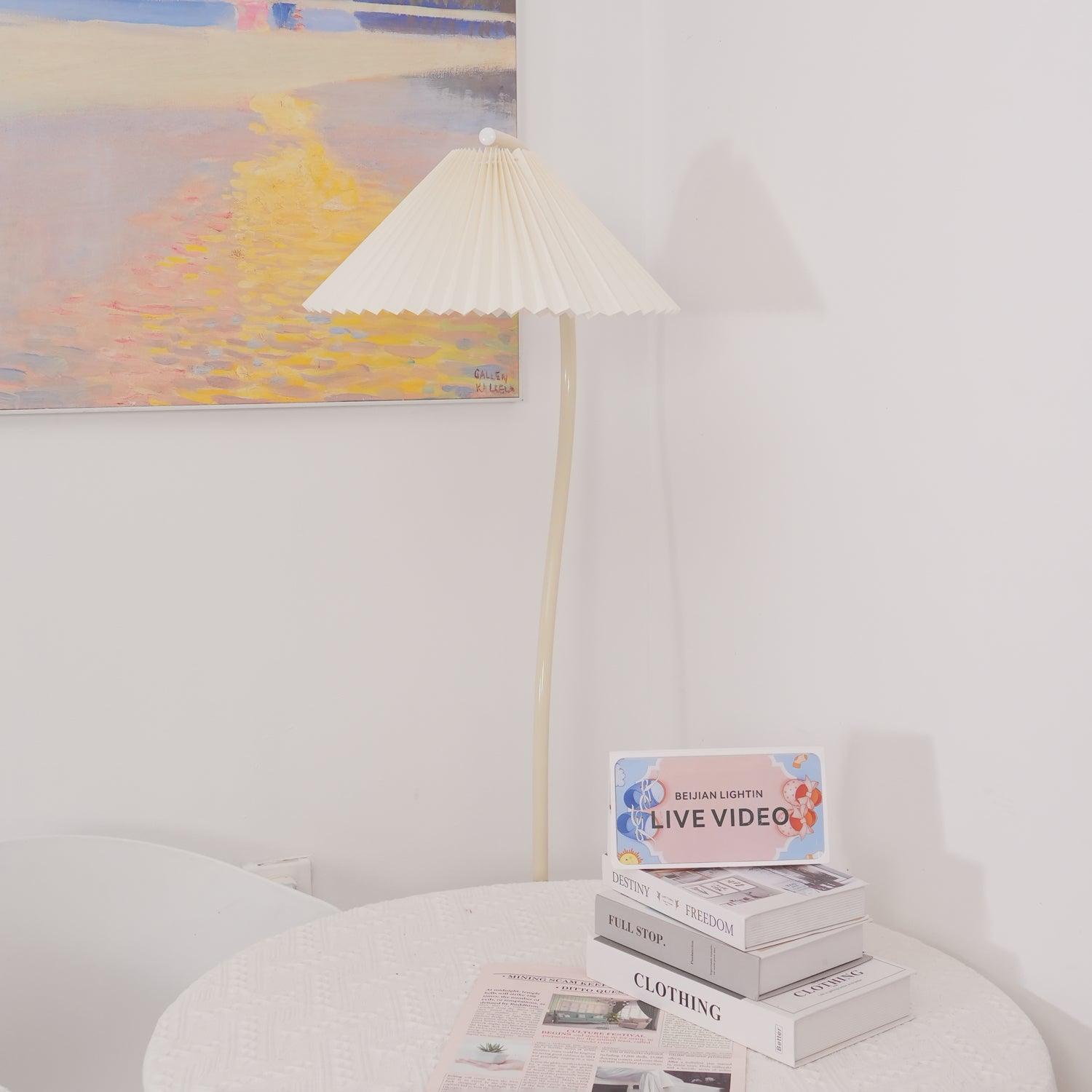 Mid Century Modern Pleated Shade Floor Lamp Retro Elegant Standing Light for Living Room