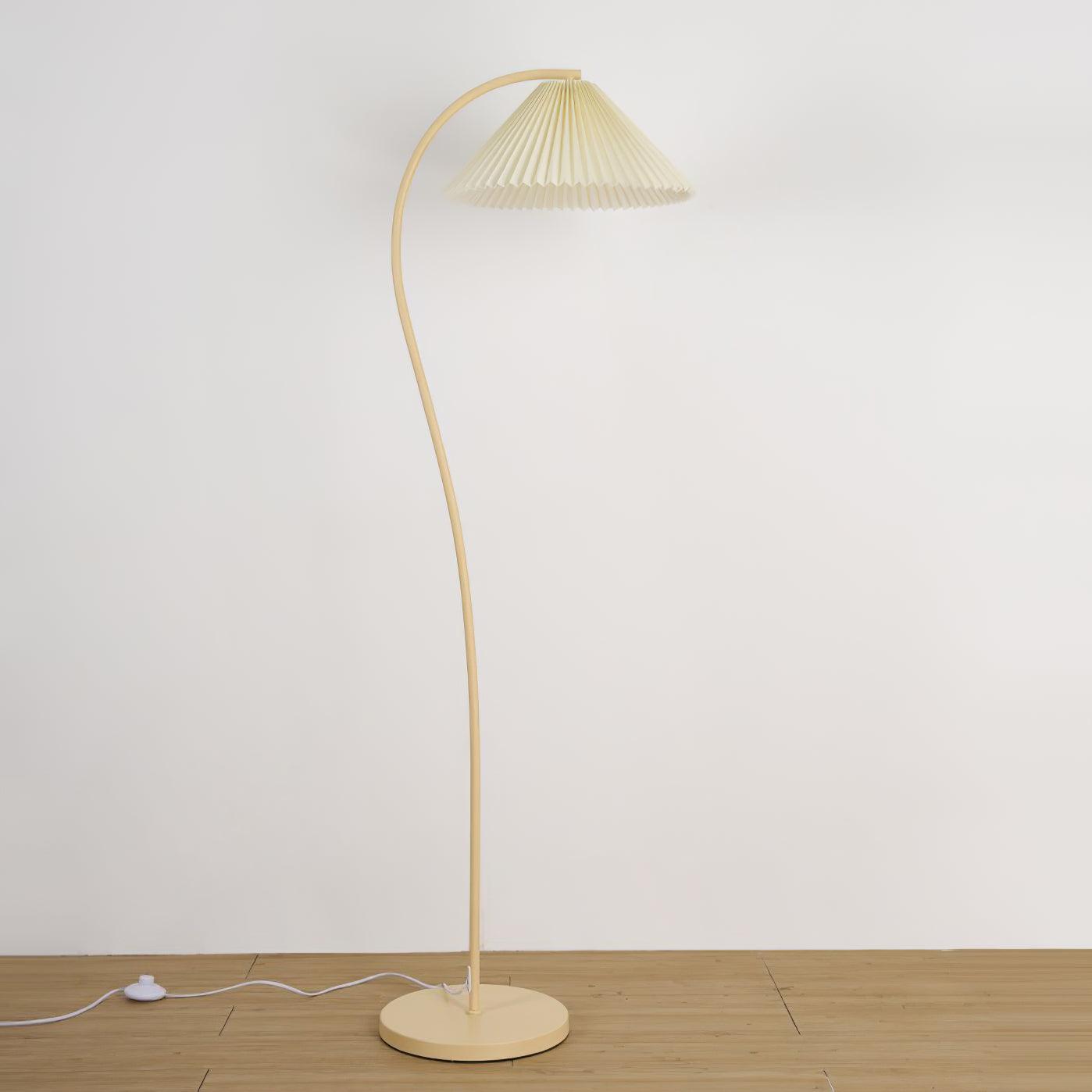 Mid Century Modern Pleated Shade Floor Lamp Retro Elegant Standing Light for Living Room