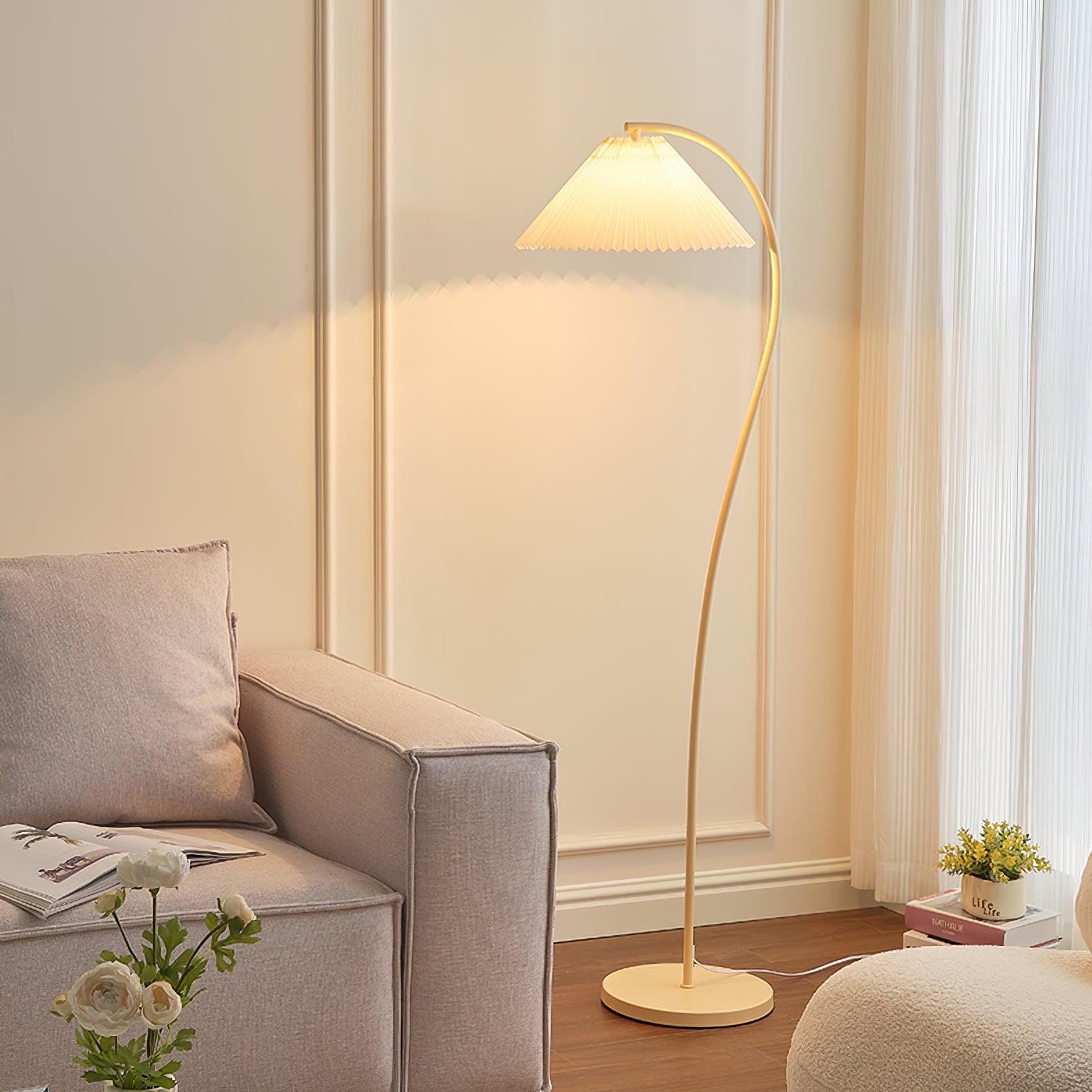 Mid Century Modern Pleated Shade Floor Lamp Retro Elegant Standing Light for Living Room