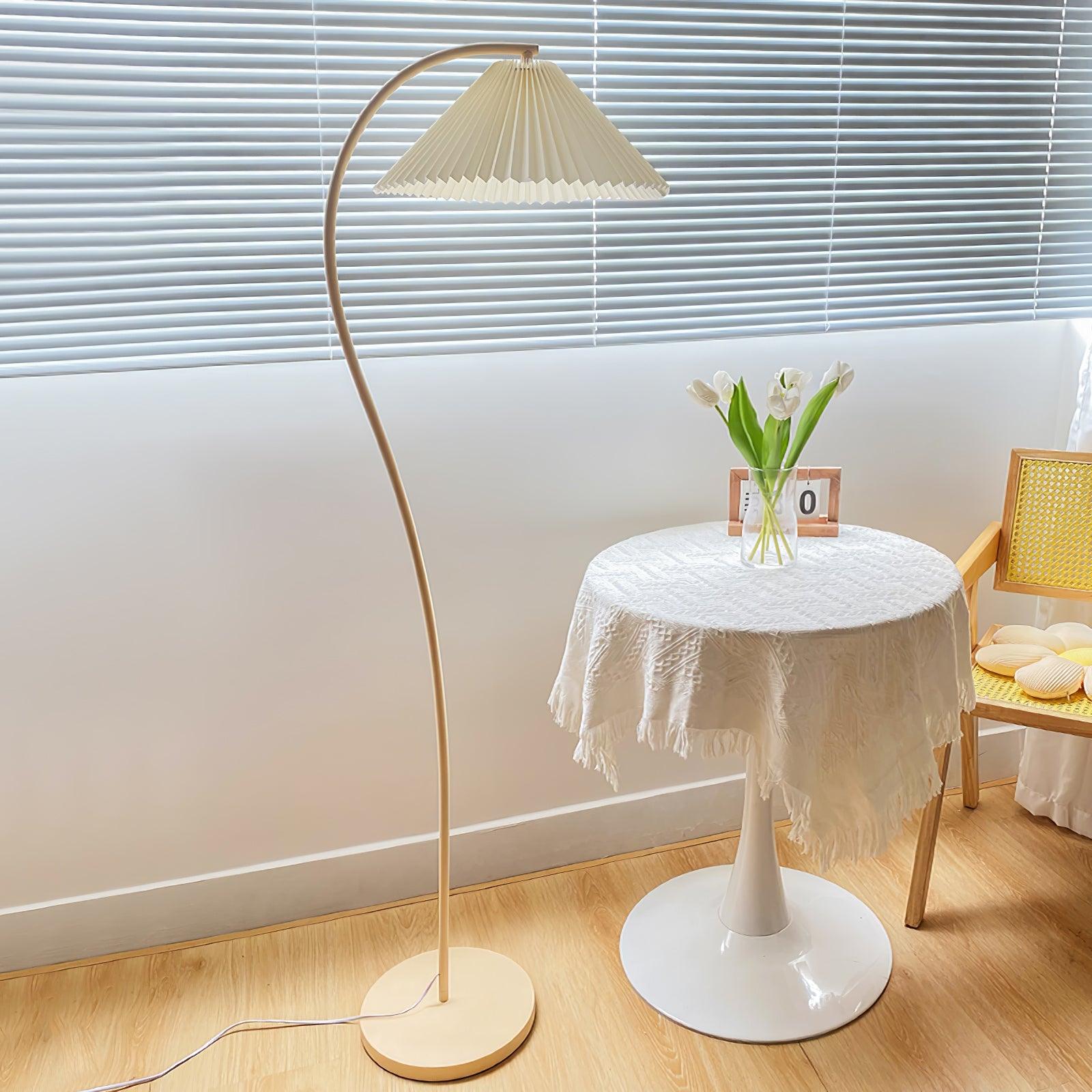 Mid Century Modern Pleated Shade Floor Lamp Retro Elegant Standing Light for Living Room
