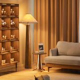 Modern Paper Column Standing Floor Lamp with Rubber Wood Base and Beige Shade