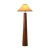 Modern Paper Column Standing Floor Lamp with Rubber Wood Base and Beige Shade