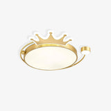 Crown Modern Brass Round LED Ceiling Light Minimalist Flush Mount Fixture