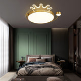 Crown Modern Brass Round LED Ceiling Light Minimalist Flush Mount Fixture