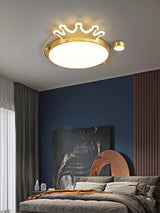 Crown Modern Brass Round LED Ceiling Light Minimalist Flush Mount Fixture