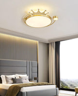 Crown Modern Brass Round LED Ceiling Light Minimalist Flush Mount Fixture