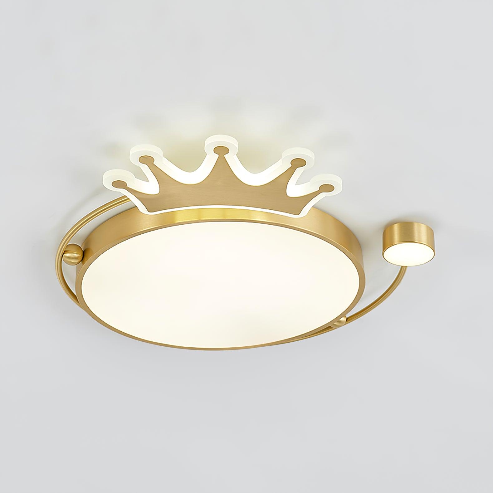 Crown Modern Brass Round LED Ceiling Light Minimalist Flush Mount Fixture