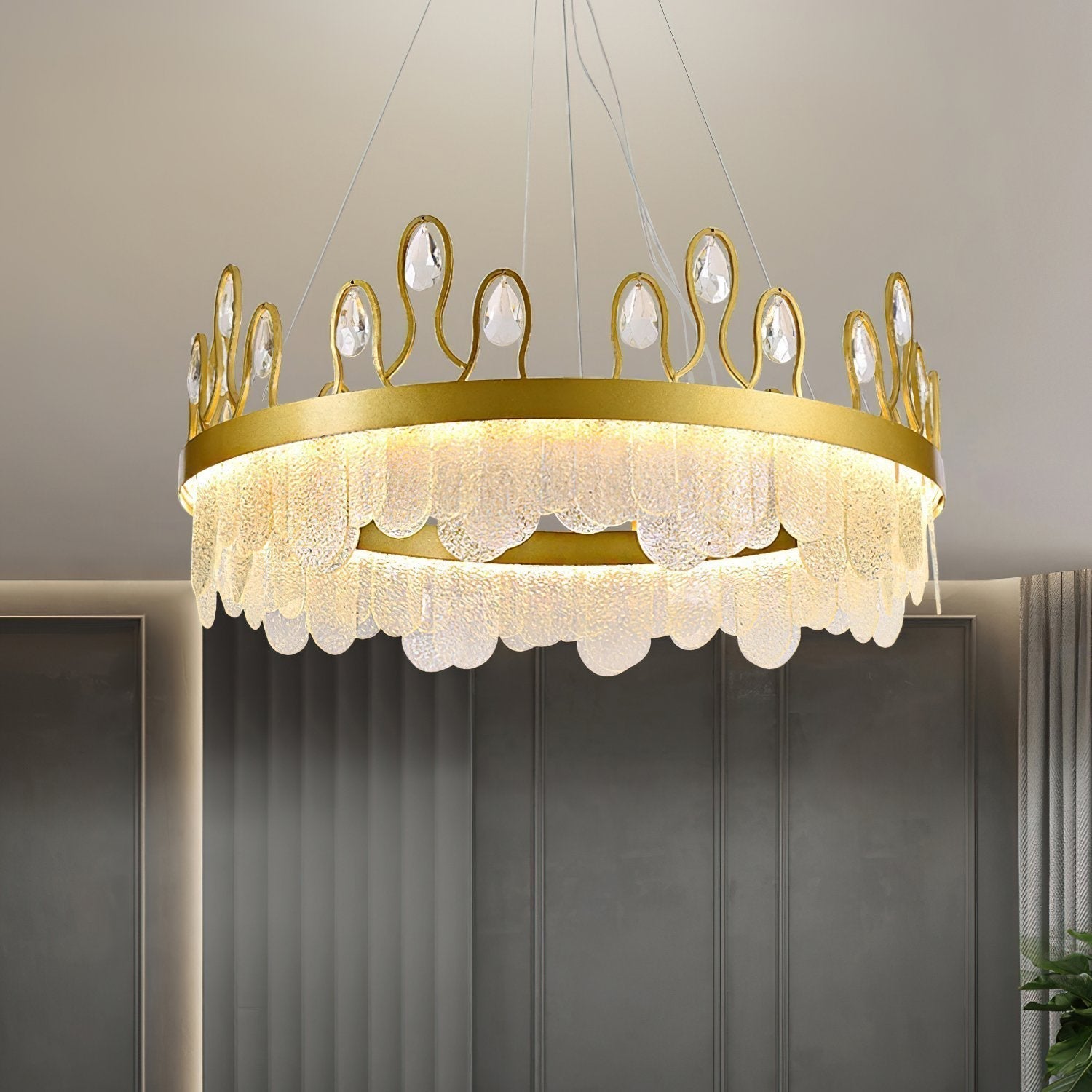 luxury-crown-design-glass-crystal-pendant-light-gold-finish-integrated-led-chandelier