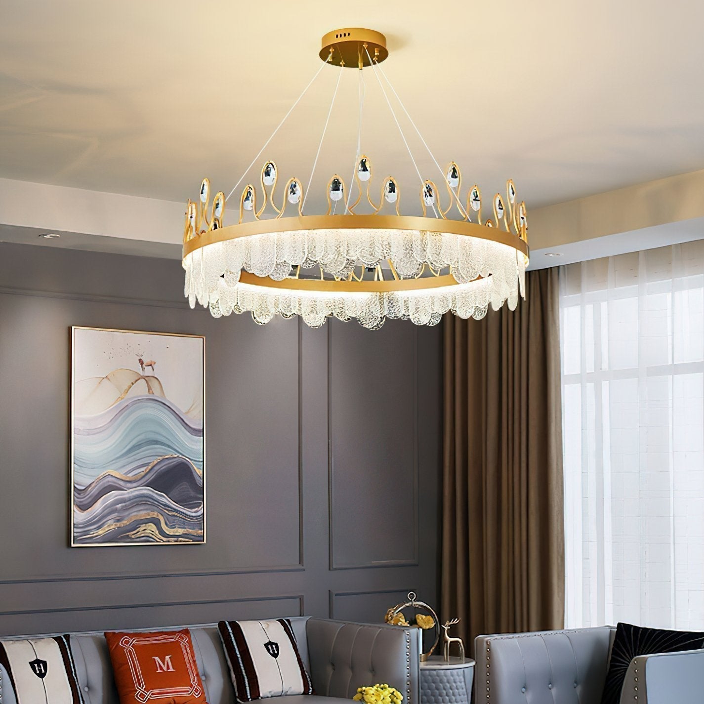 luxury-crown-design-glass-crystal-pendant-light-gold-finish-integrated-led-chandelier
