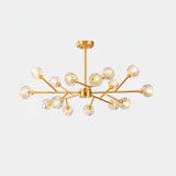 Modern Crystal Sphere Cluster Chandelier Round Brass Pendant Light for Dining Room
