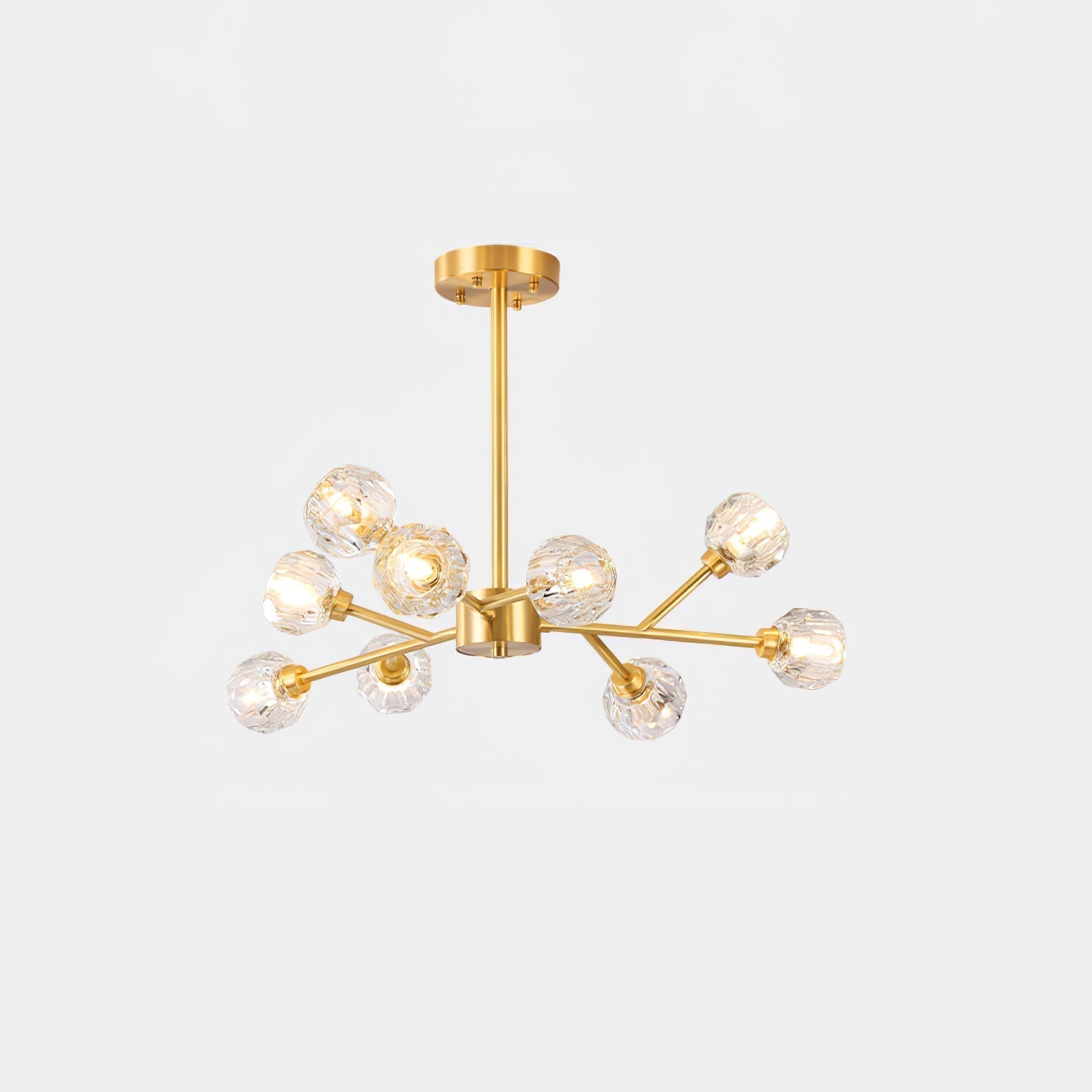 Modern Crystal Sphere Cluster Chandelier Round Brass Pendant Light for Dining Room
