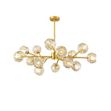 Modern Crystal Sphere Cluster Chandelier Round Brass Pendant Light for Dining Room