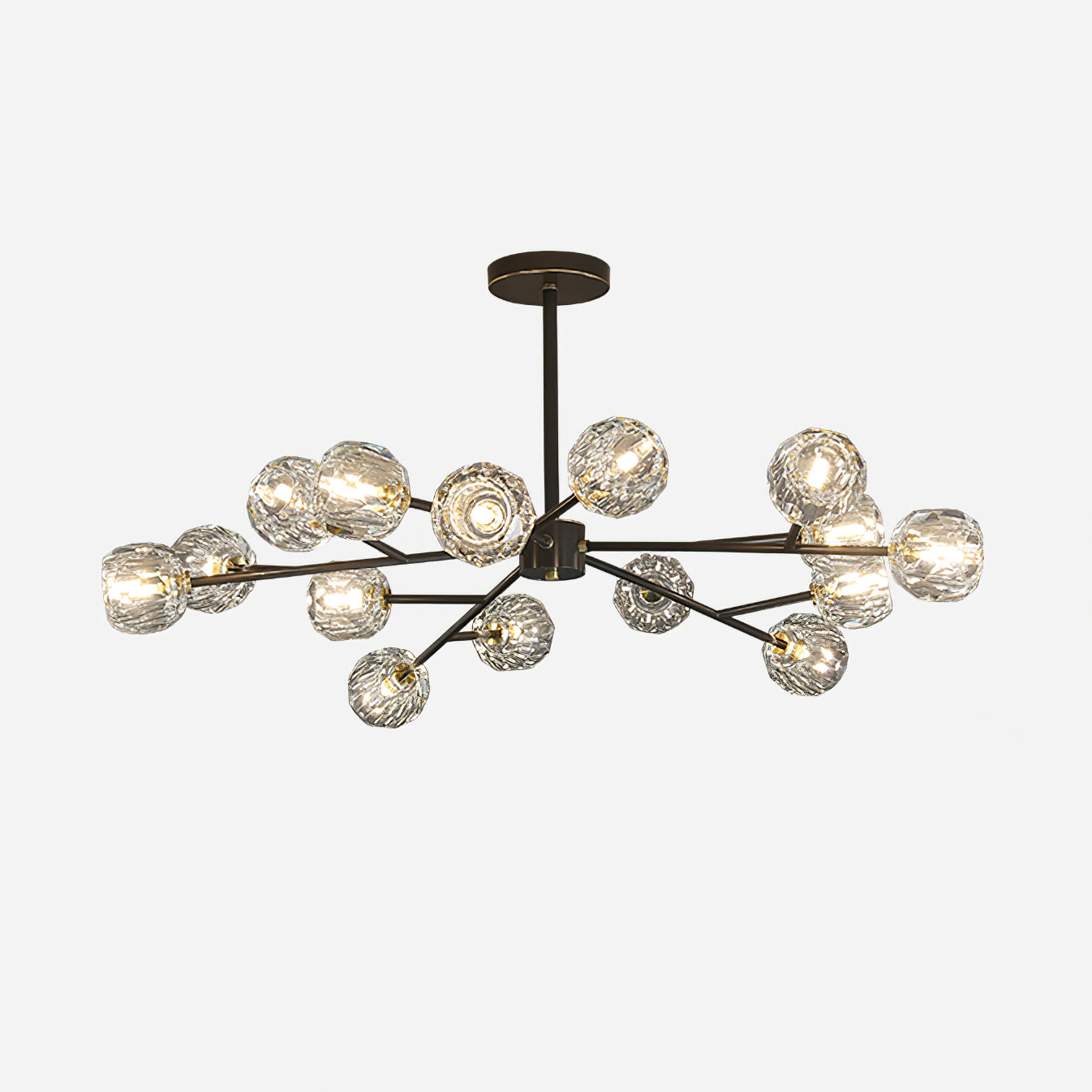 Modern Crystal Sphere Cluster Chandelier Round Brass Pendant Light for Dining Room