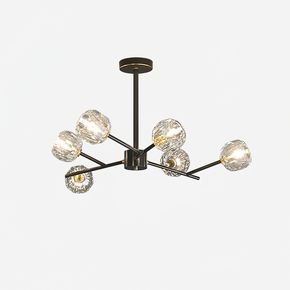 Modern Crystal Sphere Cluster Chandelier Round Brass Pendant Light for Dining Room