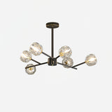 Modern Crystal Sphere Cluster Chandelier Round Brass Pendant Light for Dining Room