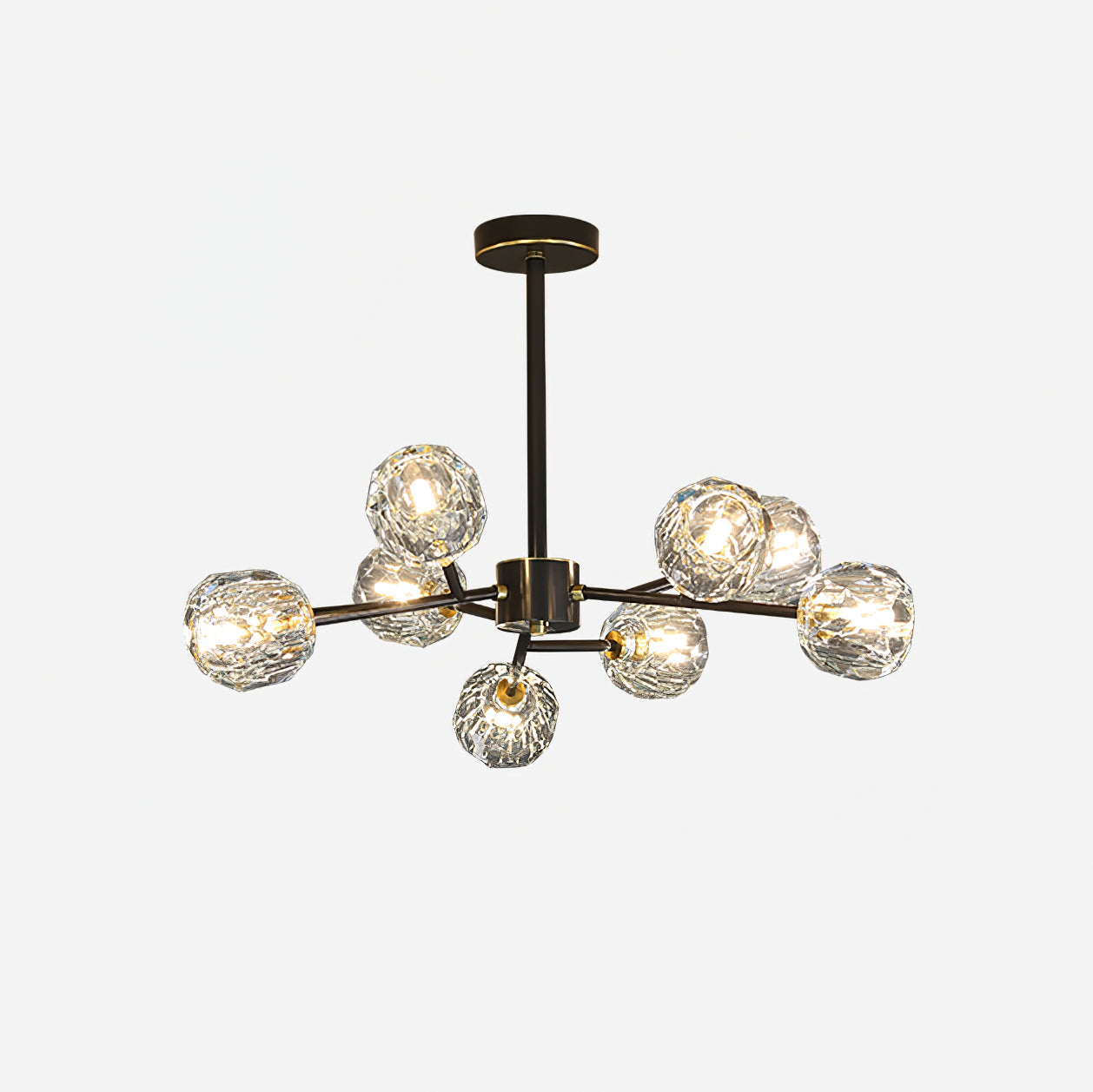 Modern Crystal Sphere Cluster Chandelier Round Brass Pendant Light for Dining Room