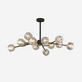 Modern Crystal Sphere Cluster Chandelier Round Brass Pendant Light for Dining Room