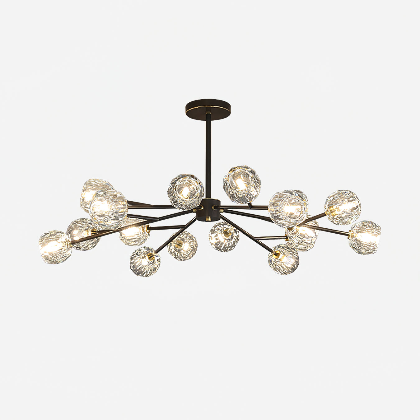Modern Crystal Sphere Cluster Chandelier Round Brass Pendant Light for Dining Room