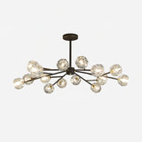 Modern Crystal Sphere Cluster Chandelier Round Brass Pendant Light for Dining Room