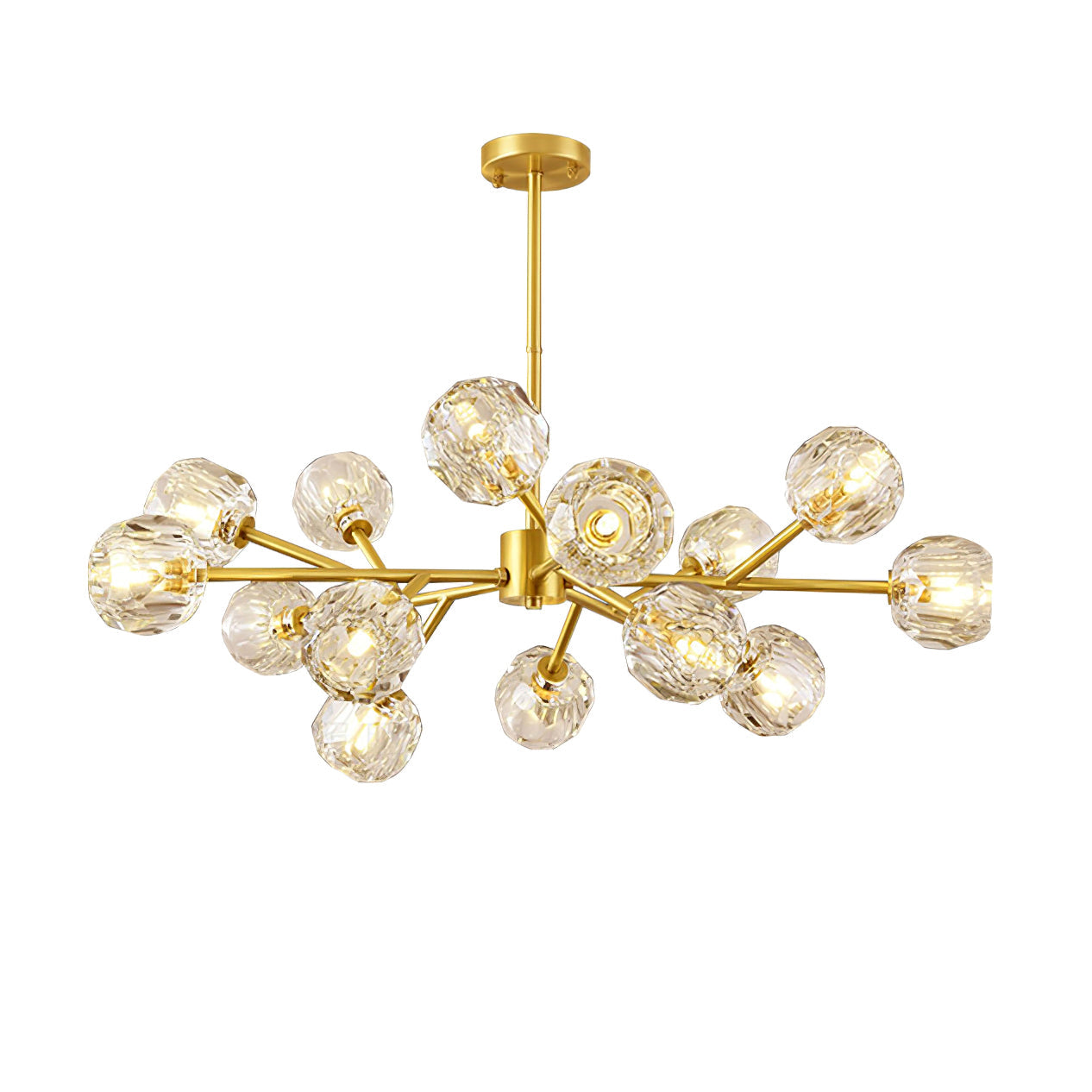 Modern Crystal Sphere Cluster Chandelier Round Brass Pendant Light for Dining Room