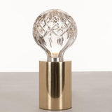 Clear Crystal Glass Sphere Table Lamp with Brass Base and G9 LED Bulb for Bedroom