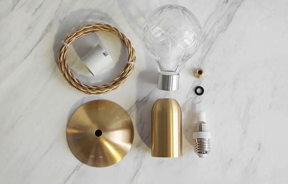 Clear Crystal Glass Sphere Table Lamp with Brass Base and G9 LED Bulb for Bedroom