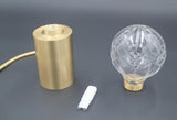 Clear Crystal Glass Sphere Table Lamp with Brass Base and G9 LED Bulb for Bedroom