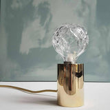 Clear Crystal Glass Sphere Table Lamp with Brass Base and G9 LED Bulb for Bedroom