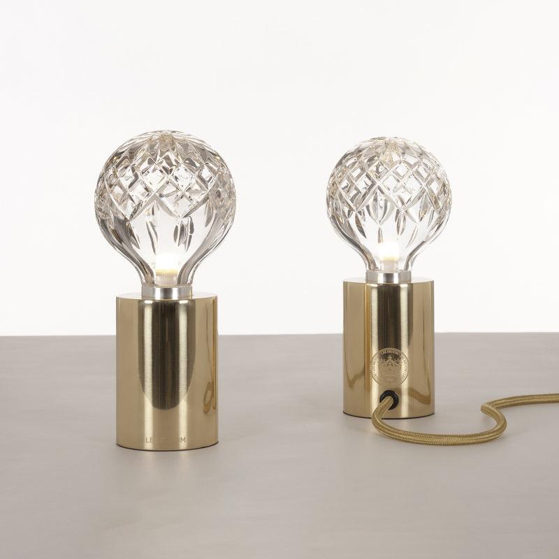 Clear Crystal Glass Sphere Table Lamp with Brass Base and G9 LED Bulb for Bedroom