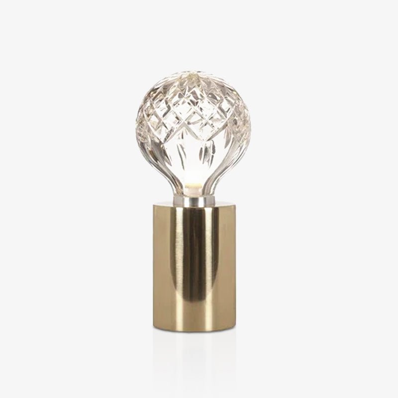 Clear Crystal Glass Sphere Table Lamp with Brass Base and G9 LED Bulb for Bedroom