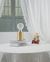 Clear Crystal Glass Sphere Table Lamp with Brass Base and G9 LED Bulb for Bedroom