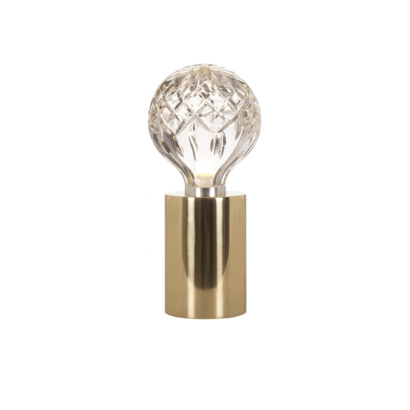 Clear Crystal Glass Sphere Table Lamp with Brass Base and G9 LED Bulb for Bedroom