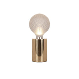 Clear Crystal Glass Sphere Table Lamp with Brass Base and G9 LED Bulb for Bedroom