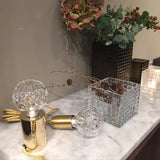 Clear Crystal Glass Sphere Table Lamp with Brass Base and G9 LED Bulb for Bedroom