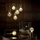 Clear Crystal Glass Sphere Table Lamp with Brass Base and G9 LED Bulb for Bedroom