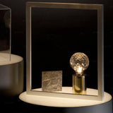 Clear Crystal Glass Sphere Table Lamp with Brass Base and G9 LED Bulb for Bedroom