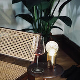 Clear Crystal Glass Sphere Table Lamp with Brass Base and G9 LED Bulb for Bedroom