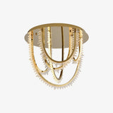 Modern Geometric Crystal Corde Flush Mount Ceiling Light Stainless Steel LED Fixture Gold Finish