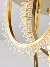Modern Geometric Crystal Corde Flush Mount Ceiling Light Stainless Steel LED Fixture Gold Finish