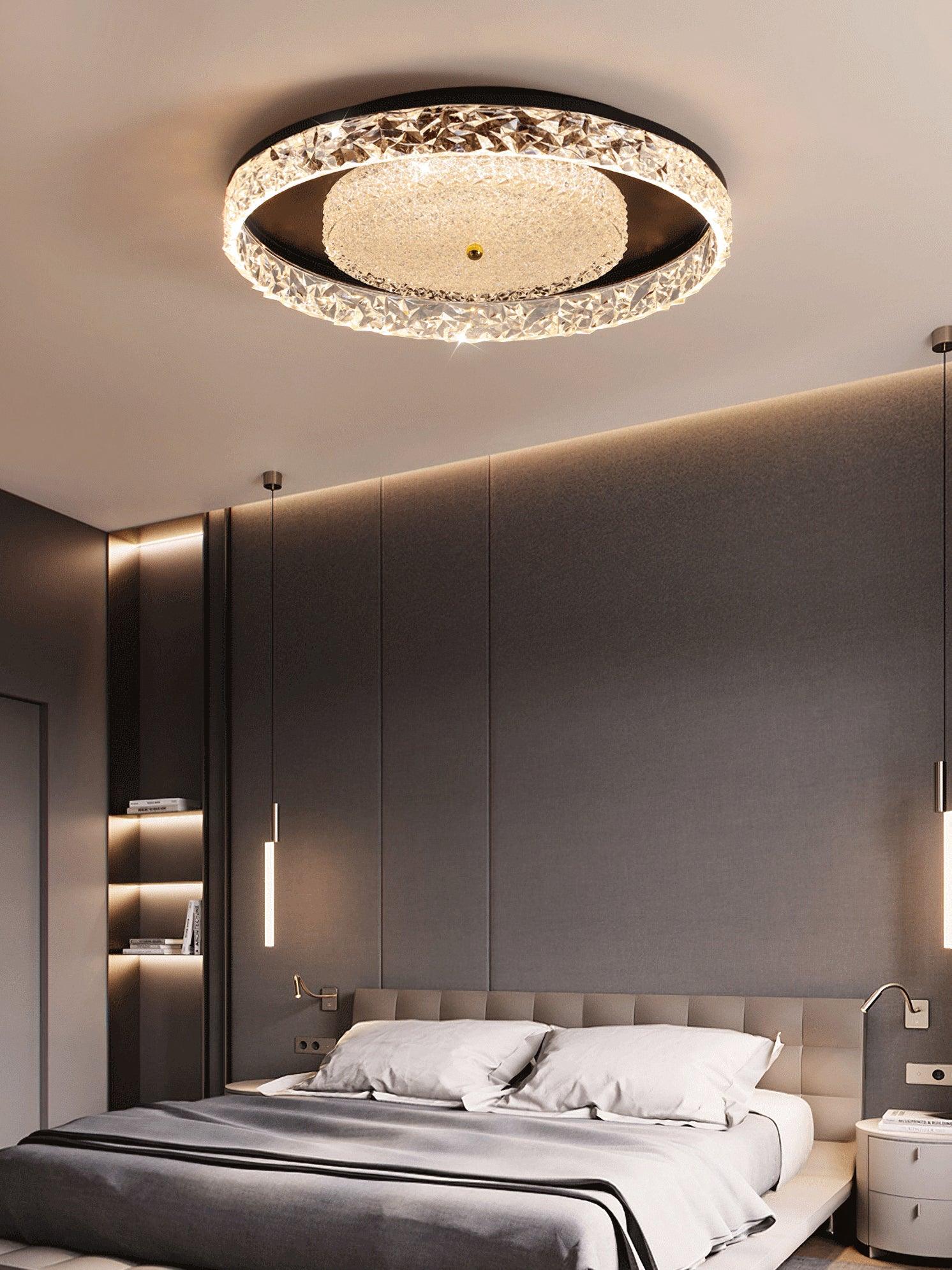 Modern Round Crystal Embedded LED Ceiling Light Flush Mount Fixture
