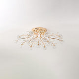 Elegant Luxury Crystal Flower Flush Mount Ceiling Light in Gold Finish