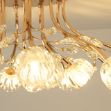 Elegant Luxury Crystal Flower Flush Mount Ceiling Light in Gold Finish