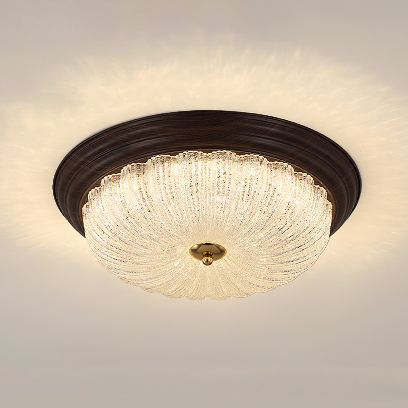 modern-walnut-wood-grain-crystal-glass-dome-led-ceiling-light-for-living-room