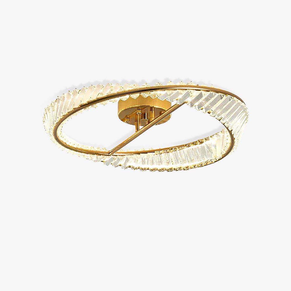 Modern Circular Crystal Rings LED Flush Mount Ceiling Light in Brass Finish