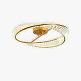 Modern Circular Crystal Rings LED Flush Mount Ceiling Light in Brass Finish