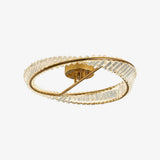 Modern Circular Crystal Rings LED Flush Mount Ceiling Light in Brass Finish