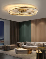 Modern Circular Crystal Rings LED Flush Mount Ceiling Light in Brass Finish