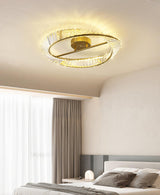 Modern Circular Crystal Rings LED Flush Mount Ceiling Light in Brass Finish